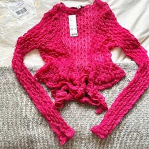 Urban Outfitters Textured Wrap Crop Top Wrap Size Medium